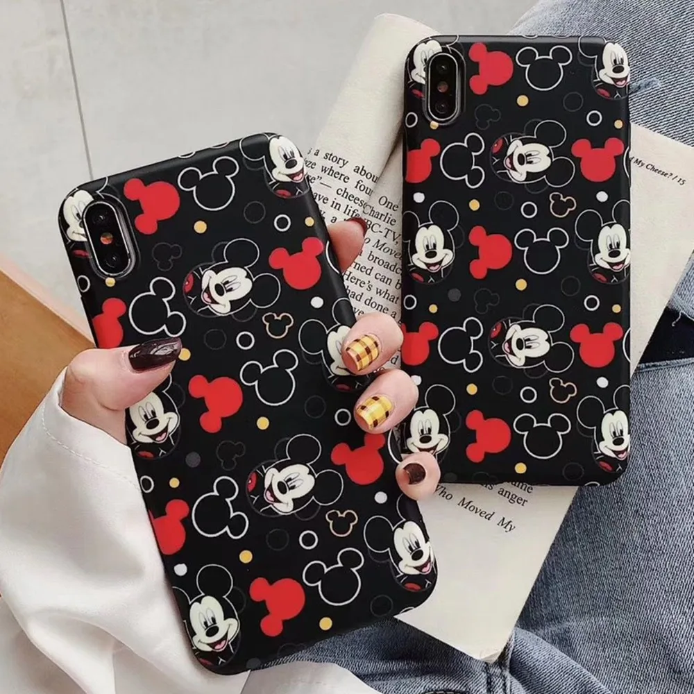 

Phone Case For iPhone 7 8 Plus Mickey Mouse Cartoon Soft Back Cover For iPhone X 6 6S Plus For iPhone xs max Phone Cover Coque