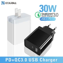 Coolreall Quick Charge 3,0 USB зарядное устройство портативное для huawei xiaomi samsung QC3.0 30 Вт быстрое зарядное устройство PD 3,0 быстрое зарядное устройство для iPhone