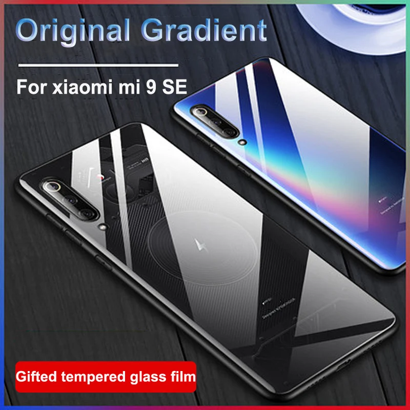

Case for Xiaomi Mi 9 SE Tempered Glass Case for Xiaomi Mi9 SE Case mi9SE Gradient original Color custom made Cover free film