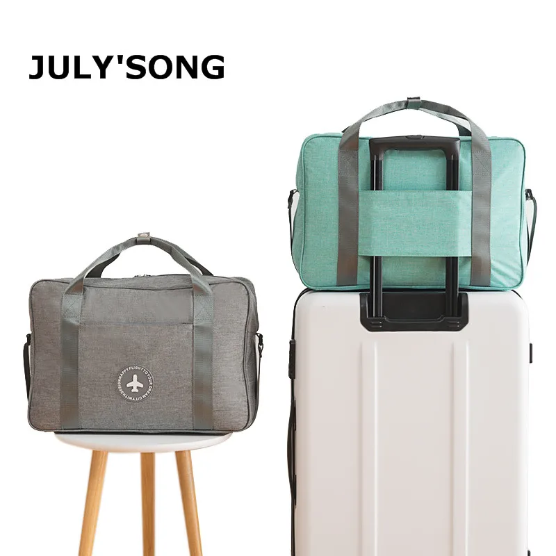 

JULY'S SONG Cationic Fabric Waterproof Travel Bag Solid Portable Travel Storage Bag Large Capacity Organizer Travel Duffle