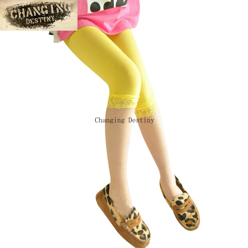 

Spring Summer 3 - 8 Years Old Children Candy Color Cotton Girls Child Beautiful Lace Children's Leggings