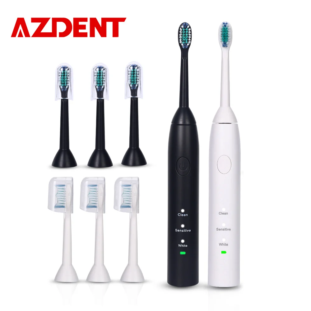 Зубная щетка AZDENT ультразвуковая аккумуляторная с 4 насадками 3 функции|rechargeable tooth