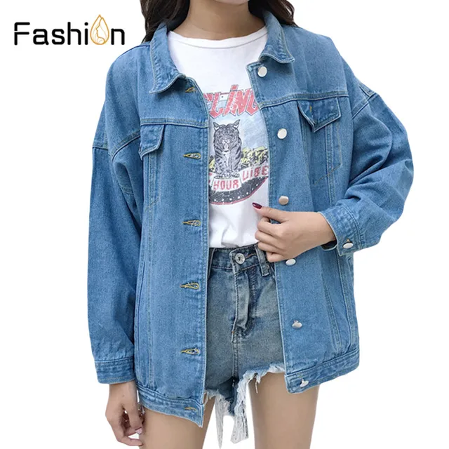 Denim Jeans Jacket for Women Slim Ripped Holes Vintage Bomber Jackets Girls Basic Coats Woman Coat Plus Size Clothes Streetwear