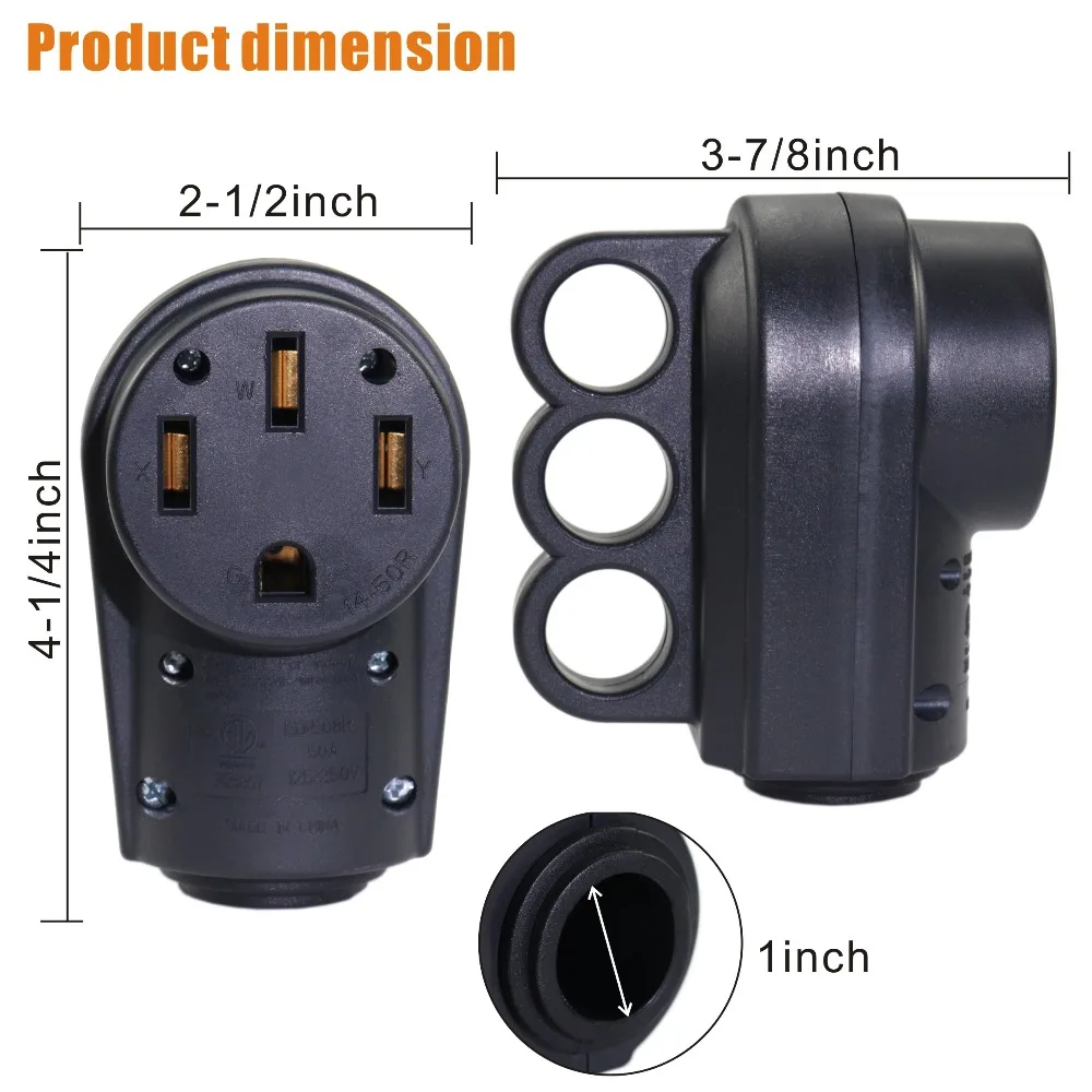 Conjunto com Alça de Poder Substituição Tomada Feminino rv 50a 14-50r 2 RV 50A 14-50R Substituição Tomada Conjunto com Alça De Poder Feminino