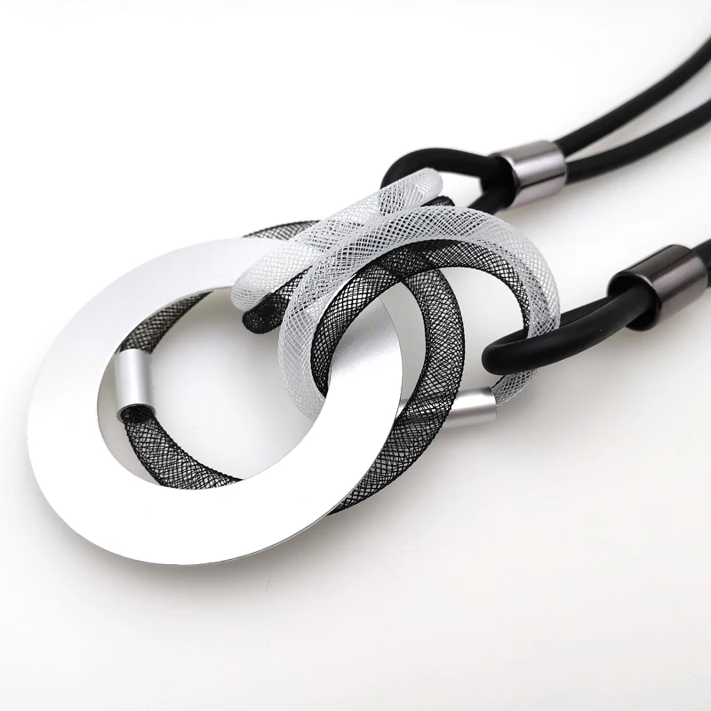 YD& YDBZ популярные резиновые ожерелья из алюминиевой сетки женские дизайнерские ювелирные изделия ожерелья 3 круга модные подвески на шею колье в стиле панк
