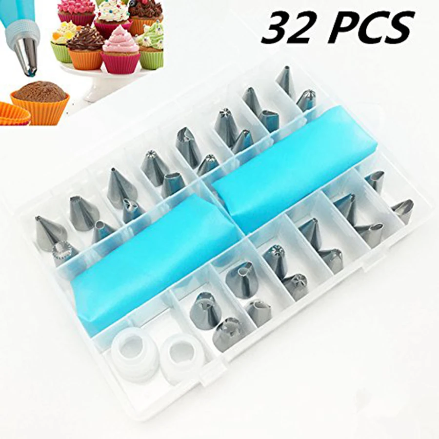 32PCS Cake Decorating Bag Set Reusable Cake Decorating Pastry Bags
