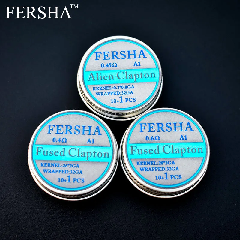 

FERSHA Electronic Cigarette Heating Wire 10+1pcs/Box Alien Clapton Fused Clapton A1 RDA Atomizer coil