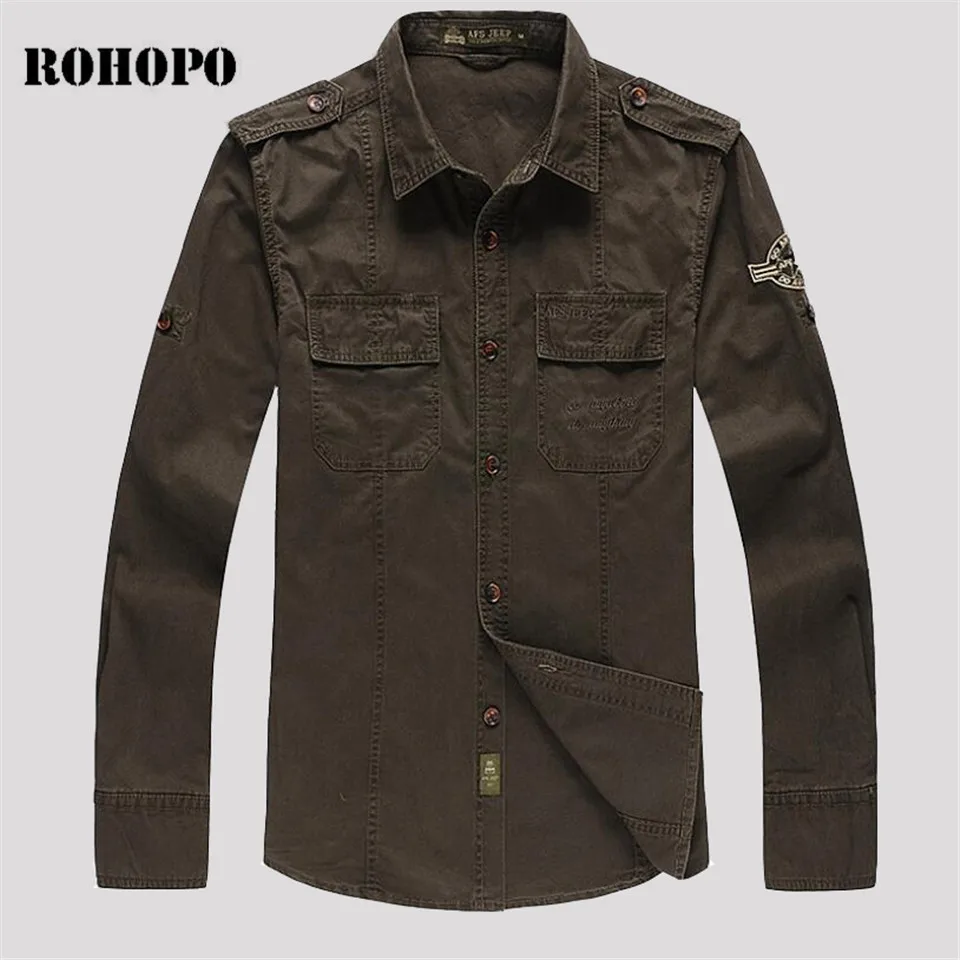 

AFS JEEP New Design Man's US Military Full Sleeve Shirts,Loose Widen brand man's aeronautica militare camisa,shouder band style