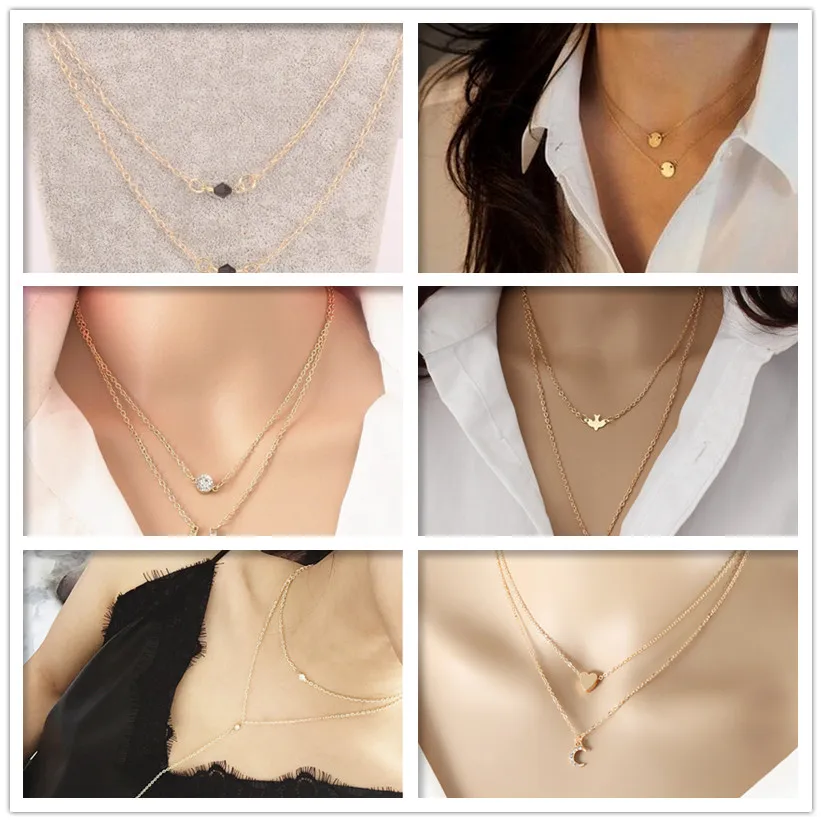 

CXW Free shipping Necklaces & Pendants 2 multi layer Necklace Tassel Charm Bar statement Necklace for Women gift N02