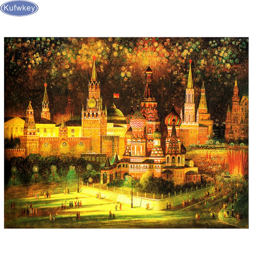 

3D DIY Diamond Embroidery Landscape Red Square in Moscow Russia Cross Stitch Rhinestones Diamond,almaznaya mosaic home decor