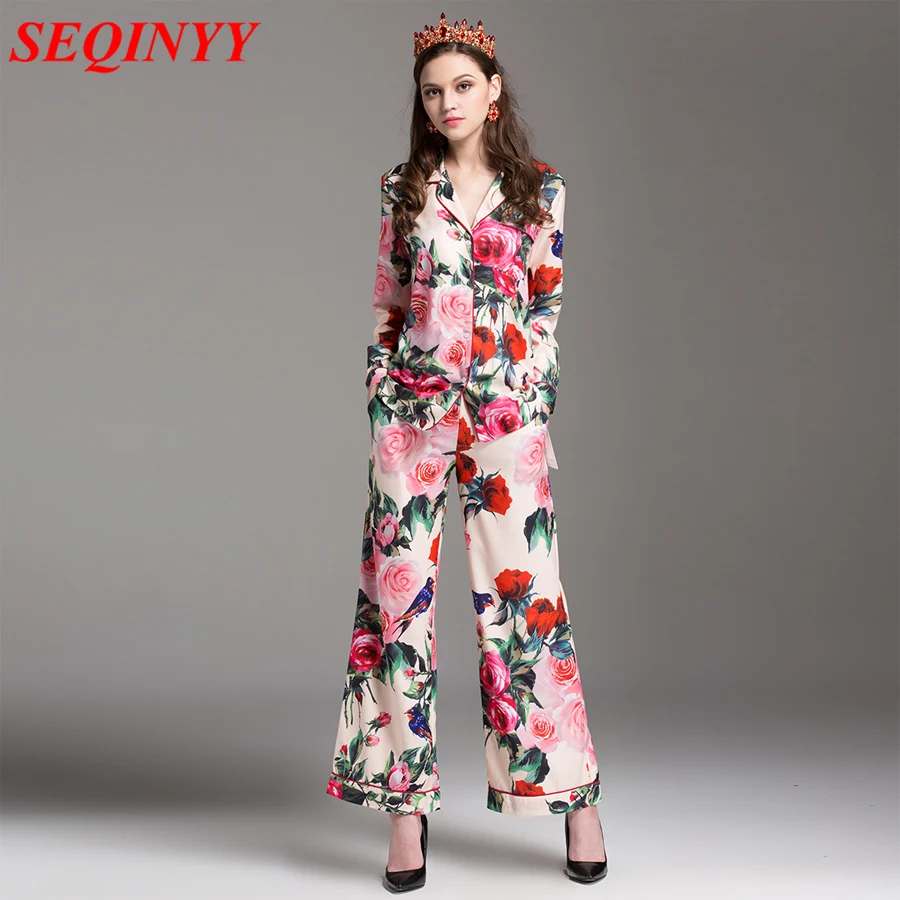Femmes Occasionnels Larges Rose Col 2017 Longues As Lâche Jambes Pantalon Manches Printemps Mode Rabattu Ensemble Été Photo Chemise Élégant Un gaffqnxIwO