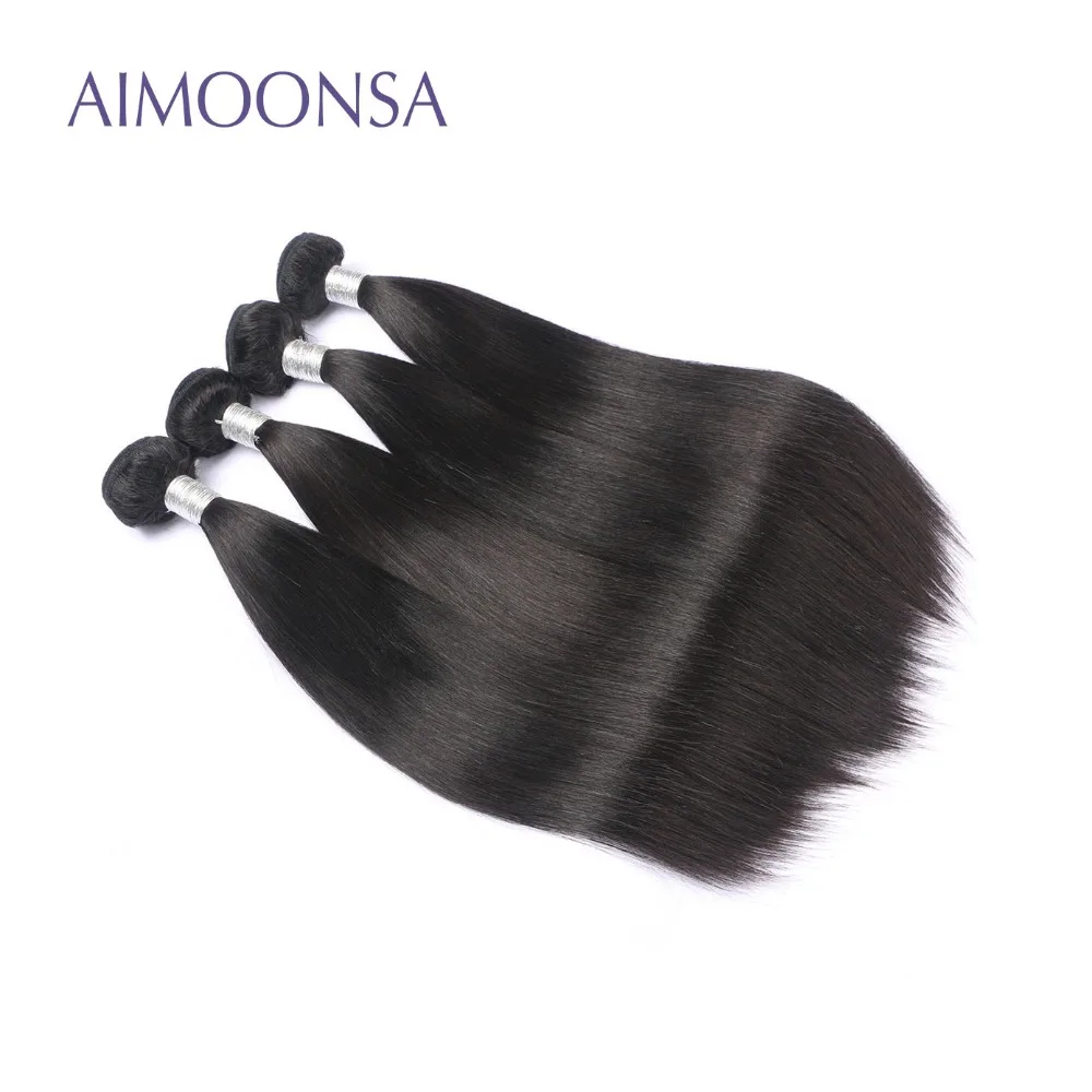 4 Связки бразильский Прямо человека Химическое наращивание волос Волосы Remy ткань для черный Для женщин натуральный Цвет 10-26 дюймов