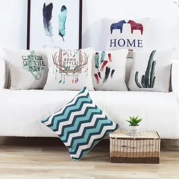 

Nordic simple fresh fabric cotton and linen pillow office lumbar pillow nap pillow sofa bed pillow car back