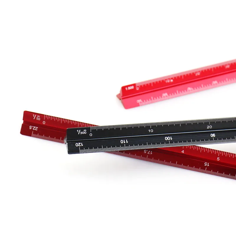 TUTU high quality colorful 30cm aluminum triangular scale ruler aluminum 1:20 - 1:600 alloy metal scale regua desenho H0046