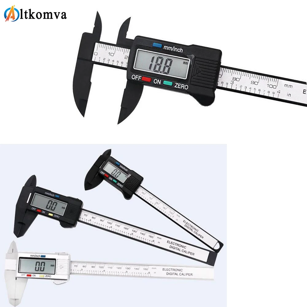 Altkomva150мм 100 мм электронный цифровой штангенциркуль 6 дюймов штангенциркуль из углеродного волокна Калибр микрометр измерительный инструмент цифровая линейка