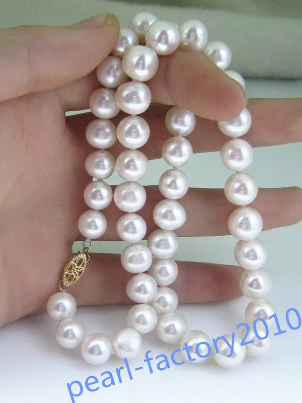 

18" AAA 10-11 MM SOUTH SEA NATURAL White PEARL NECKLACE GOLD CLASP