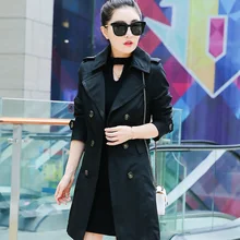 Women windbreaker 2017 spring and autumn Slim thin Trench coat female black khaki and green coats