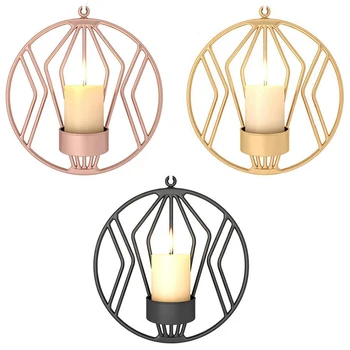 

Candle Holder Nordic Style Sconce Geometric Round Iron Tealight Wedding Party Candlestick Home Wall Decor 50xx246