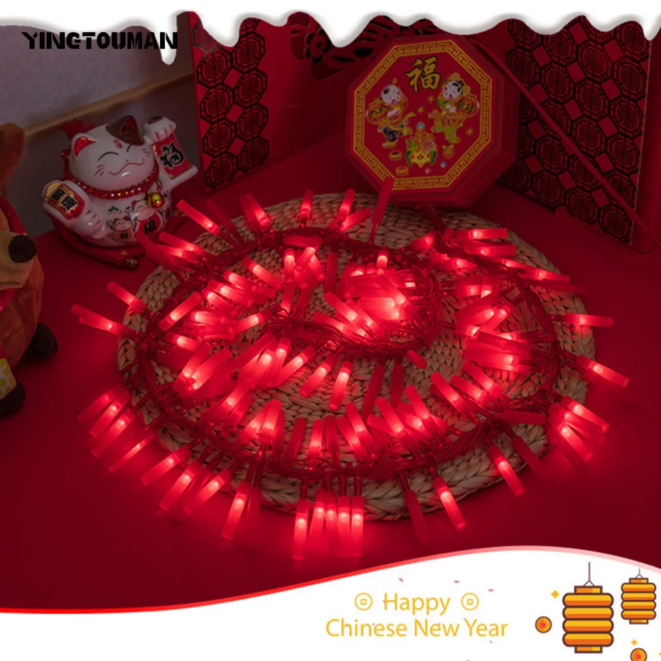 Yingtouman 2018 Новый год LED петарды свет открытие праздник красный фейерверк света Гирлянды светодиодные лампы