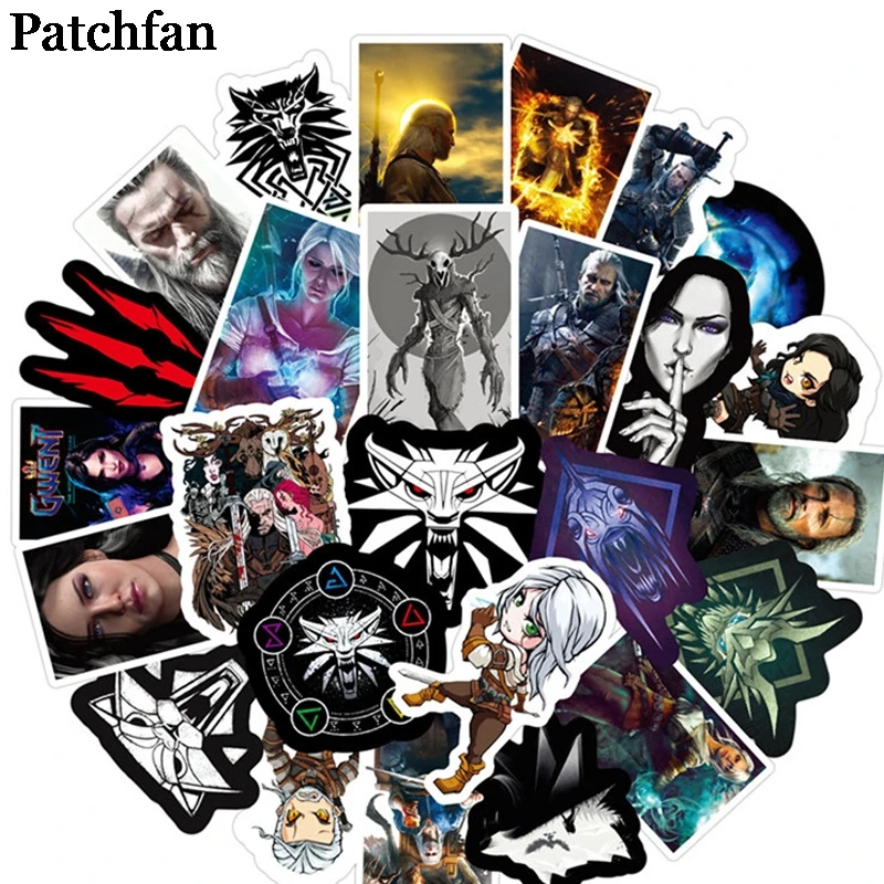 

Patchfan 50pcs Witcher Pvc Waterproof Sticker pack scrapbooking album car Skateboard Phone Laptop Moto Bicycle Wall Guitar A2204