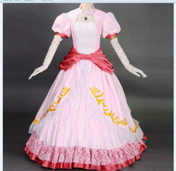 

Free Shipping Custom Made Holloween Costume Women Cosplay Super Mario Pink Dress Princess Peach Costume
