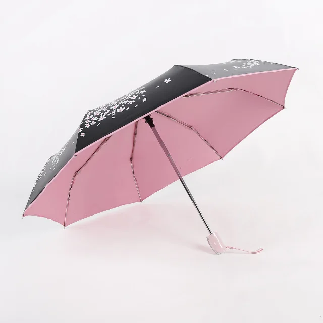 Cherry Blossom Зонт от дождя женский Автоматический складной с черным покрытием анти-УФ Сакура цветок зонтик женский мужской солнцезащитный зонтик - Цвет: pink
