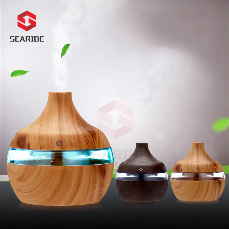

Electric Humidifier Aroma Oil Diffuser Ultrasonic Wood Grain Air Humidifier USB Mini Mist Maker Color LED Light For Home Office