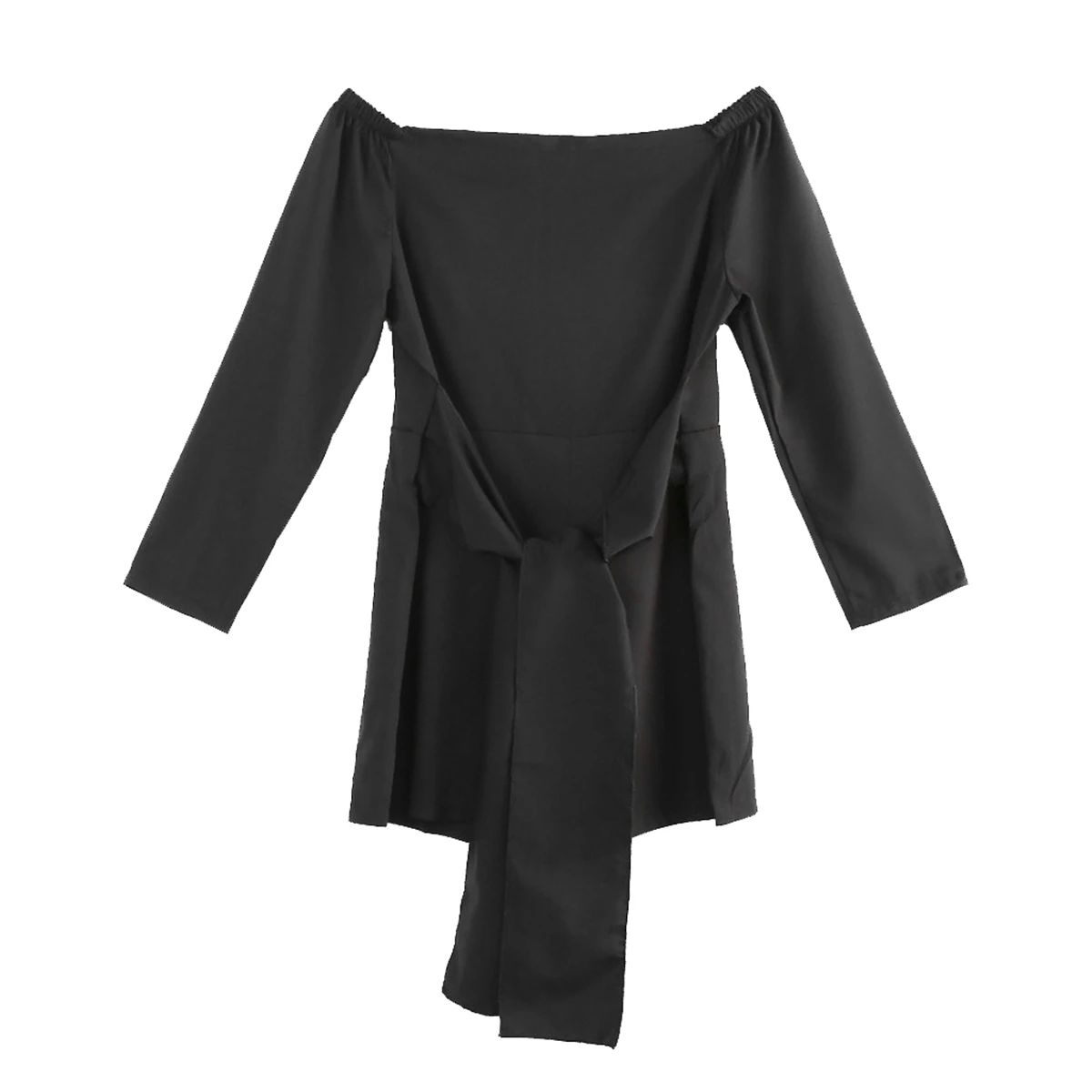 Новые модные женские летние коcтюм с длинными рукавами с открытыми плечами облегающие вечерние комбинезоны Мода - Цвет: Черный