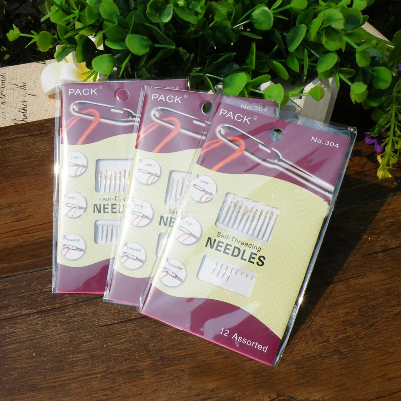 

1 Packs(12PCs) Assorted Self-threading Hand Sewing Needles Set Household Repair Needles Set Sewing Accessories