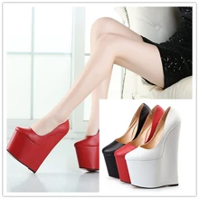 zapatos Plus:40-45 46 47 48 New Designer platforms Wedges Pumps 22cm Metal High Heel woman Round Toe wedding shoes