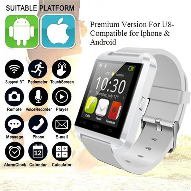 

GIAUSA Smartwatch Bluetooth Smart Watch U8 For IPhone IOS Android Smart Phone Wear Clock Wearable Device Smartwach PK GT08 DZ09