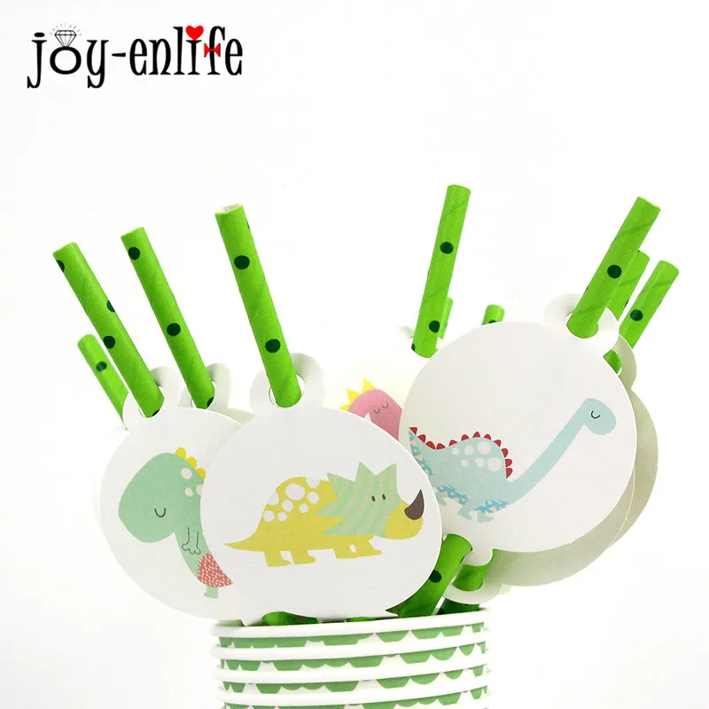 

12pcs Birthday Dinosaur Jungle Party Paper Staw Disposable Tableware Set Baby Shower Decorations Boy Birthday Party Supplies