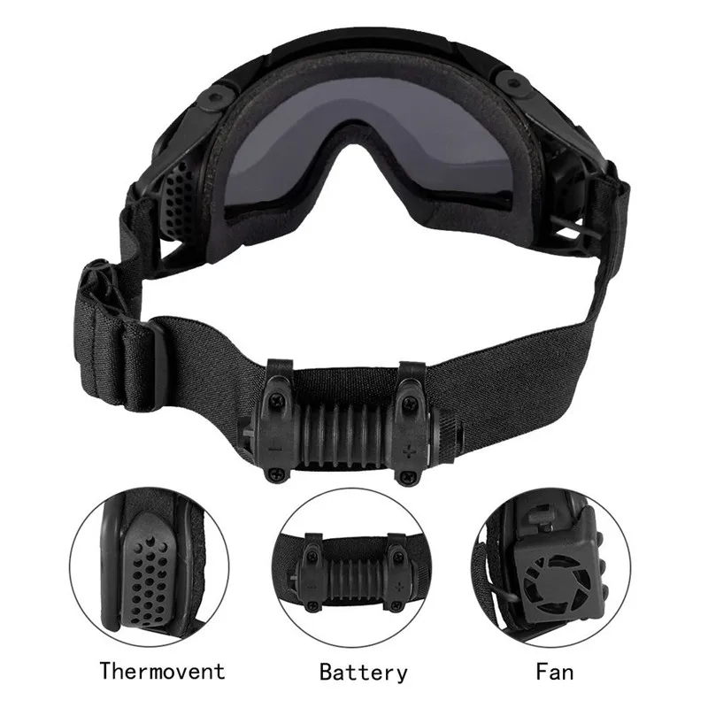FMA Tactical SI-Ballistic Anti-fog Goggles with Fan Anti-dust Outdoor Airsoft Paintball Safety Glasses Eyewear with 2 Lens
