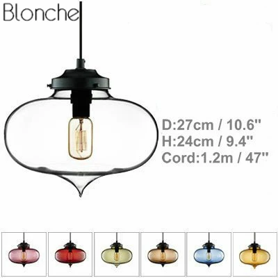 Современное цветное стекло Led подвесные светильники скандинавские Красочные Подвесные лампы гостиная кухня домашний Лофт промышленный Декор приспособление E27 - Цвет корпуса: B