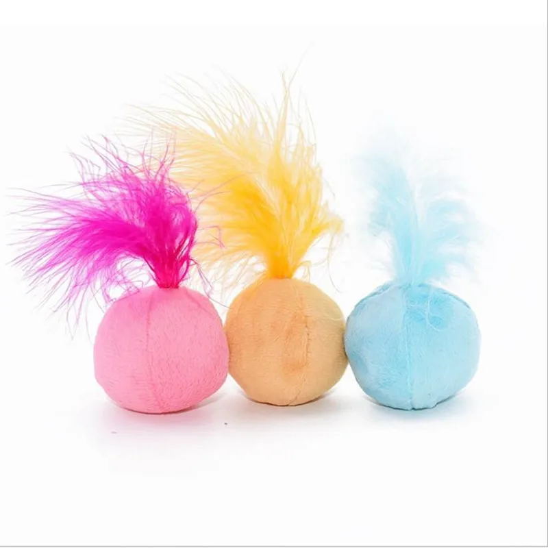 Blue Pink Yellow Pet Cat плюшевый шарик-игрушка для питомцев Кот мята звук мяч волос кольцо колокольчик Прорезыватель игрушка кошка котенок интерактивный ловить куклы игрушка подарок - Цвет: Blue Pink Yellow