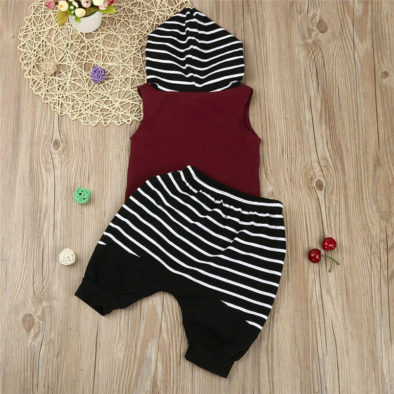 The new fashion cute design Toddler Kids Baby Boy Hooded Vest Tops+Shorts Pants 2pcs Outfits Clothes Set #4A08 (5)
