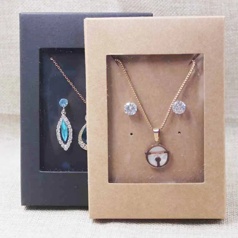 

Deluxe necklace with earing jewelry set package& display box with clear pvc window,candy/wedding favors display package box