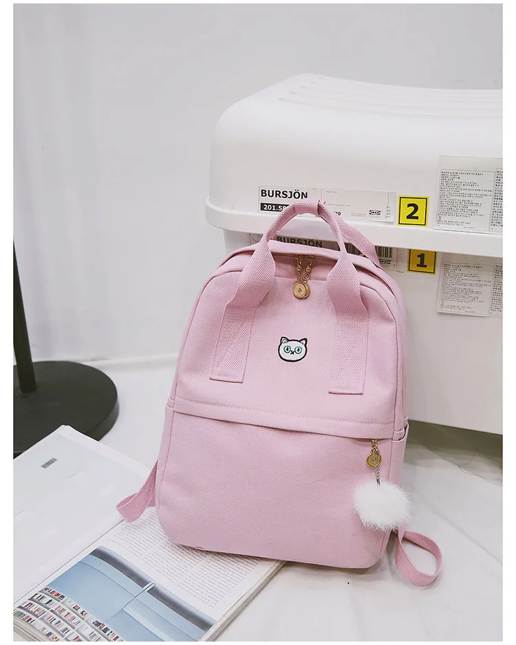 MJ Canvas Backpack Women Travel Bag Female Large Canvas Travel Backpack Fashion School Bag for Teenage Girls (17)
