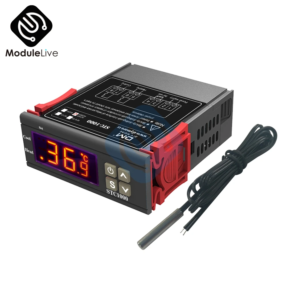 STC 1000 DC 12V 24V AC 110V 220V 10A светодиодный цифровой регулятор температуры термостат