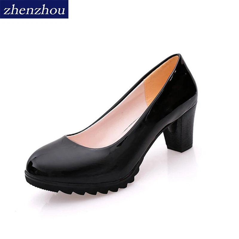 

Pumps 2017 Lady's shoes new autumn Waterproof platform The shallow mouth Round head high heels single shoes OL women's shoes