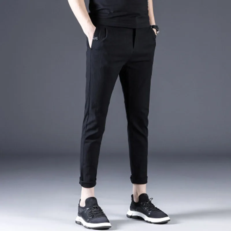 Мужские весенние летние студенческие новые быстросохнущие брюки тонкие прямые корейское платье-карандаш брюки спортивные повседневные