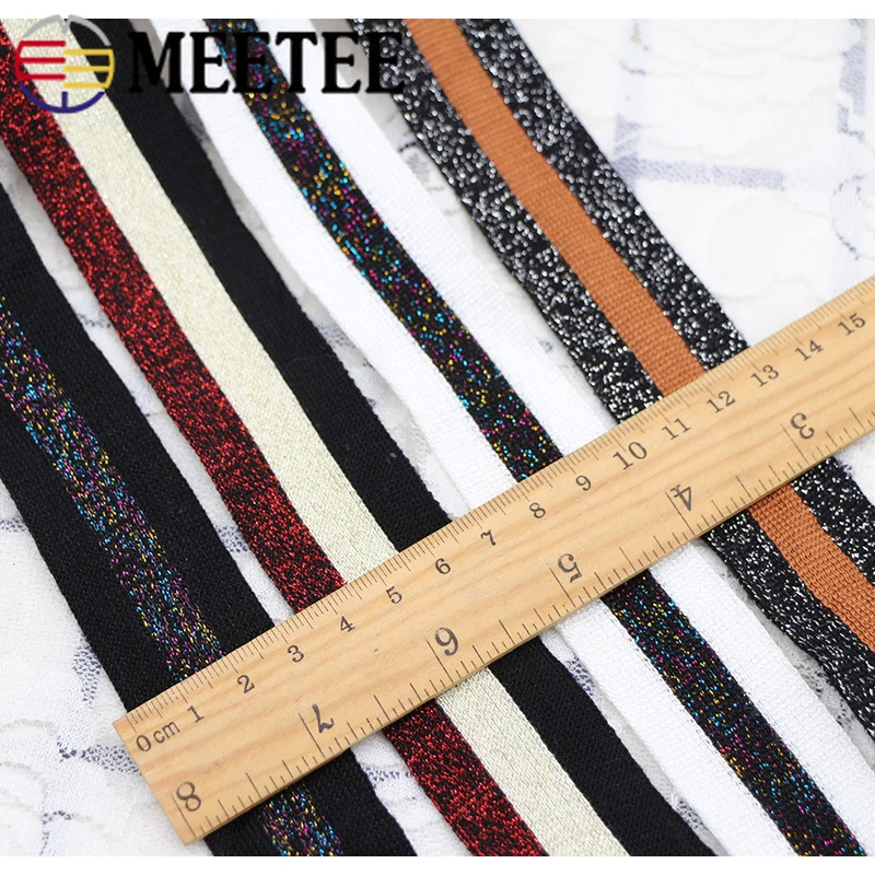 

Meetee 9yard 2.5/3/3.5cm Cotton Gold Silver Knit Webbing Trim Woven Ribbon DIY Handmade Sewing Clothing Waistband Deco AP564