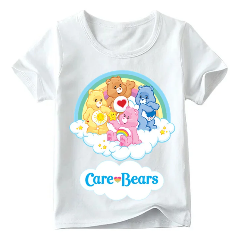 От 2 до 14 лет для маленьких мальчиков/девочек милые Care Bears мультфильм печати футболка летние детские повседневные топы дети смешные футболки, ooo5146