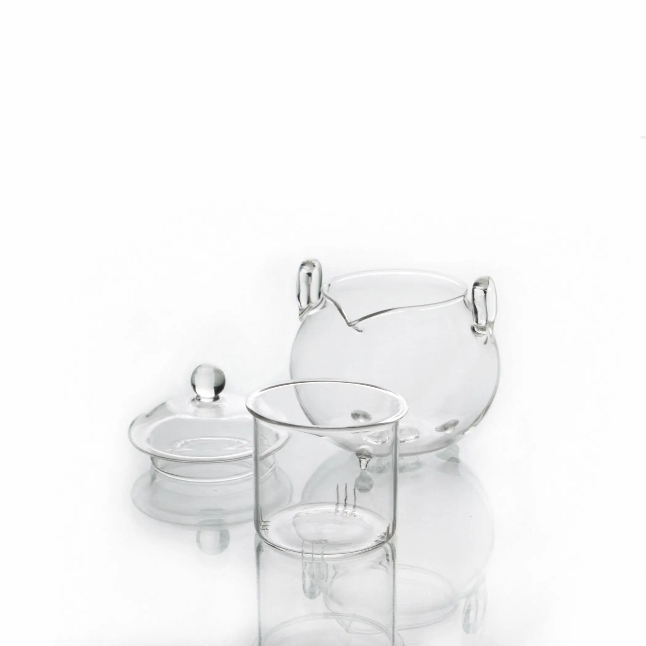 1x245 мл маленькие термостойкие Стеклянные Чайники с двойной ручкой с ушками и прозрачной крышкой для заварки чая ручной работы
