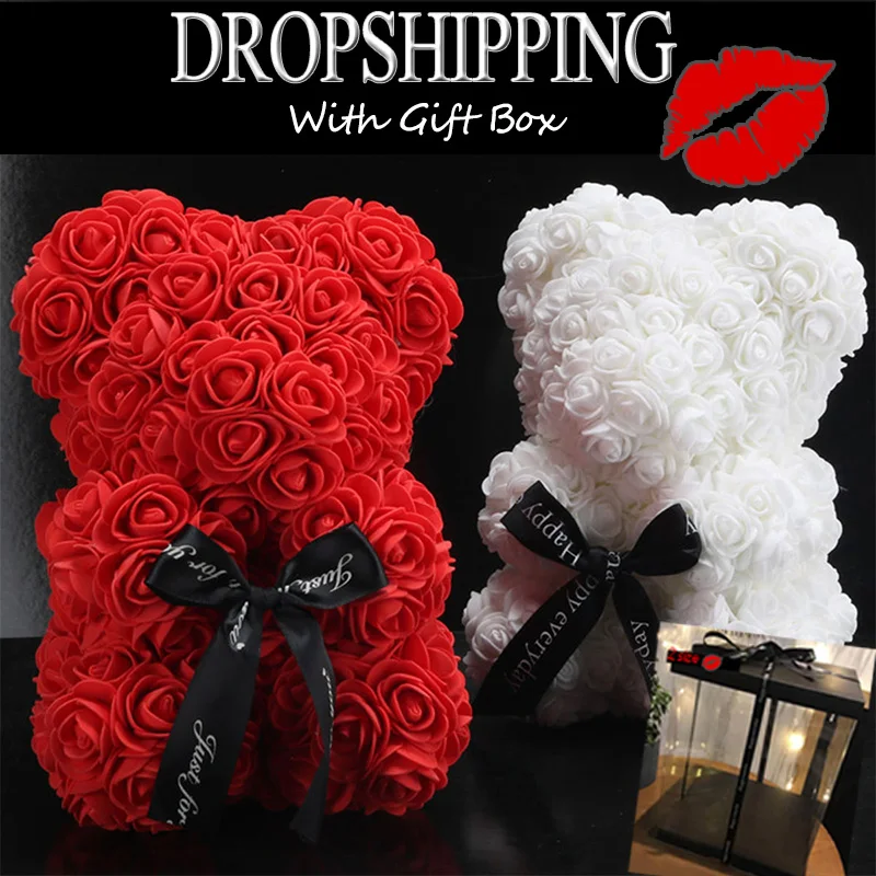 artificial rose teddy bear