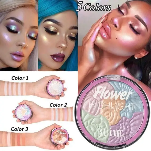 

5 Colors Face Highlighter Palette Shimmer Glitter Makeup Powder Palette