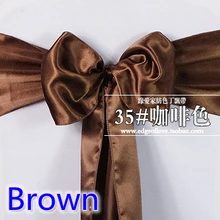 Шоколадный коричневый цвет Высокое качество атласный пояс стул лук для чехлы для стульев пояс спандекс вечеринка и Свадебные украшения