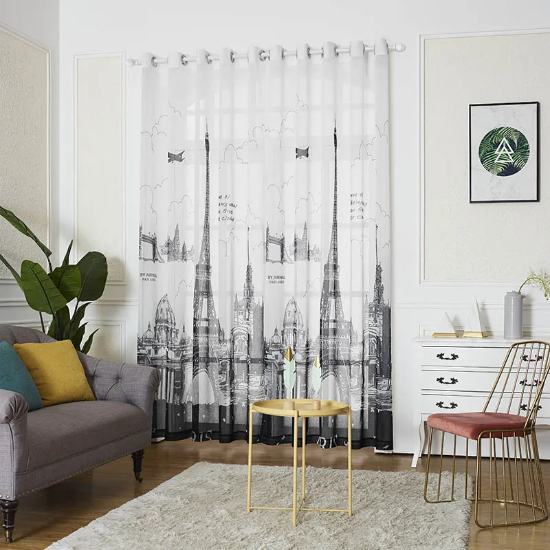 

Fashion Curtains Modern Window Decoration Tissue Curtain For Living Room Bedroom Scenery Pattern Printed Curtains