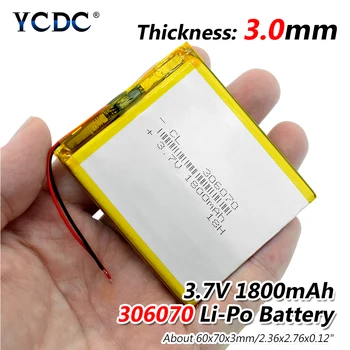 

306070 3.7V 1800mAh Rechargeable li Polymer Battery For PSP PDA GPS DVR E-Book Tablet PC Power Bank Wexler Book E6005 356070