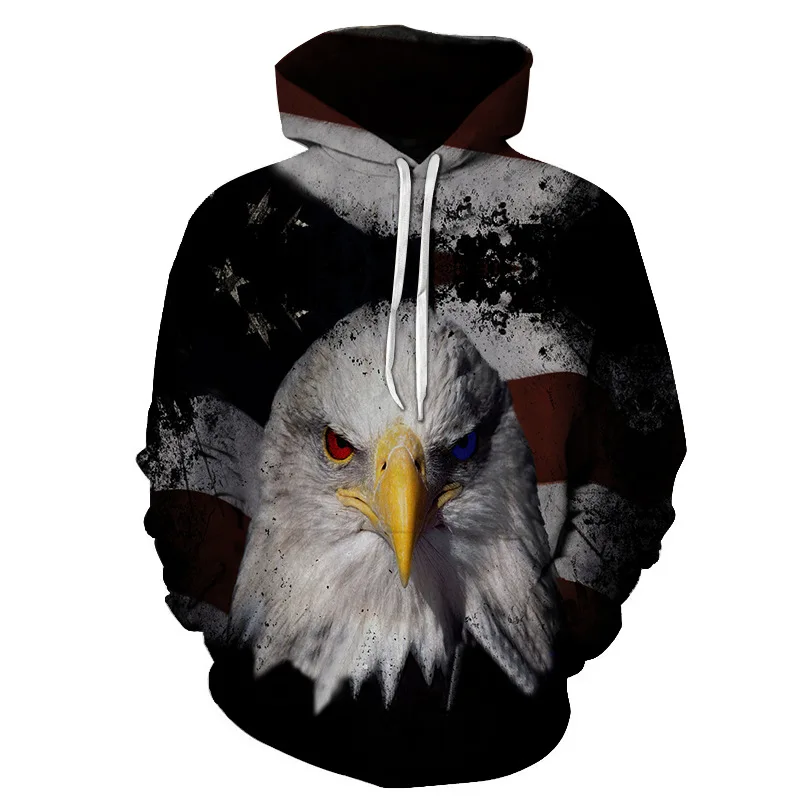

2019 new Hoodies man 3D Eagle printed Fashion Men's Hooded Sweatshirt printed Autumn Pullover hoodies tops Steetwear